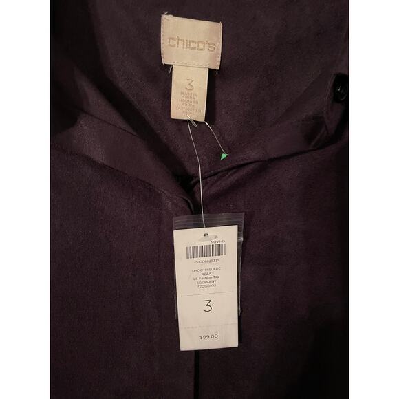 Chico’s Smooth Suede‎ Shirt – Size 3 (Equivalent to 14-16 Misses) – NWT - Picture 6 of 6